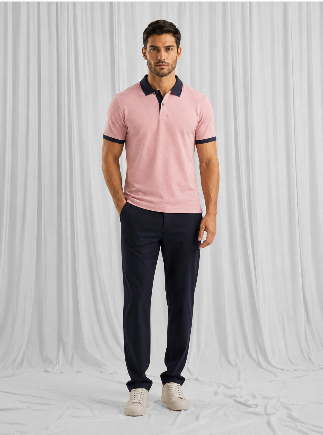 Pink & Navy Polo for Men