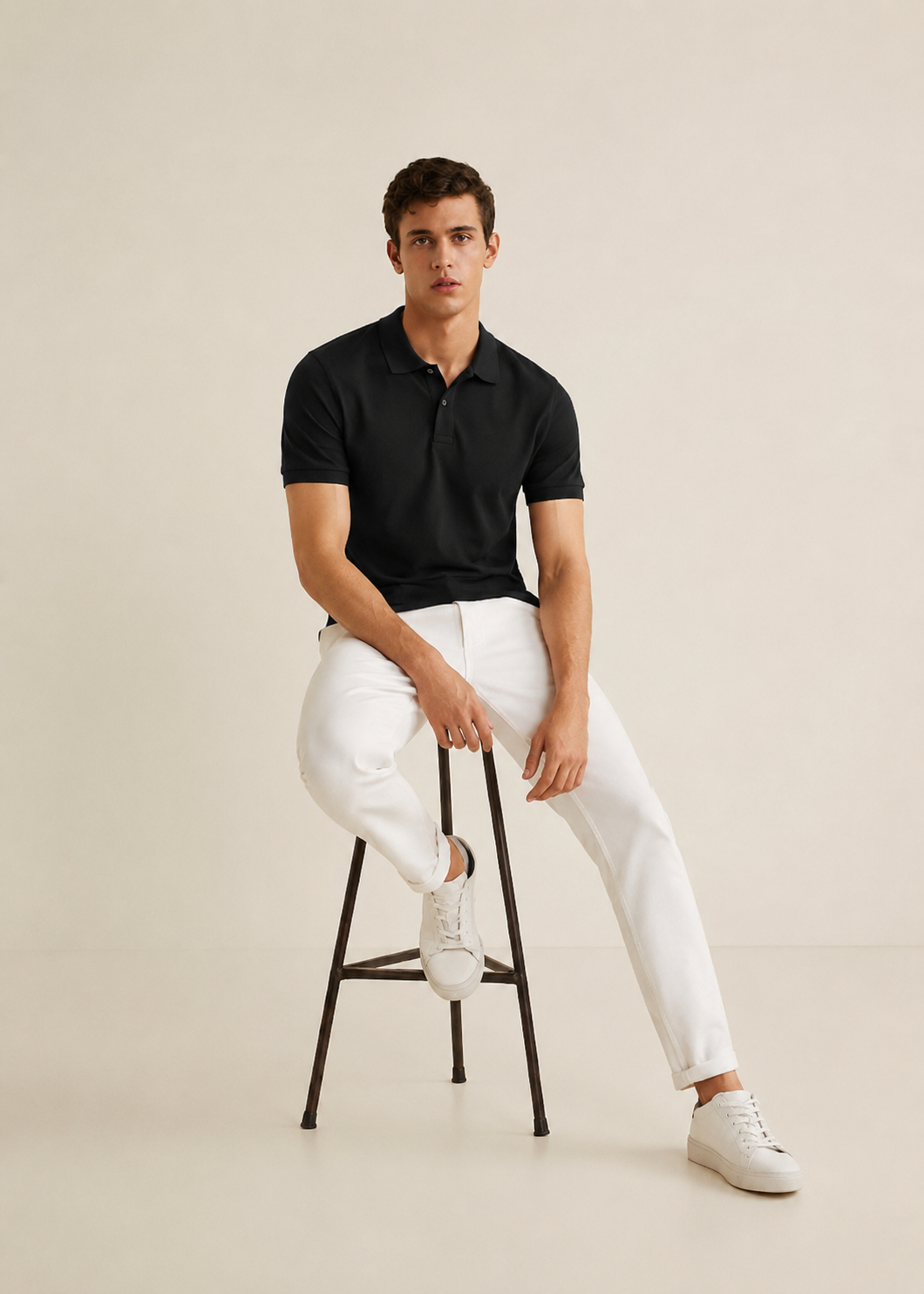 Jet Black Polo Shirt for Men