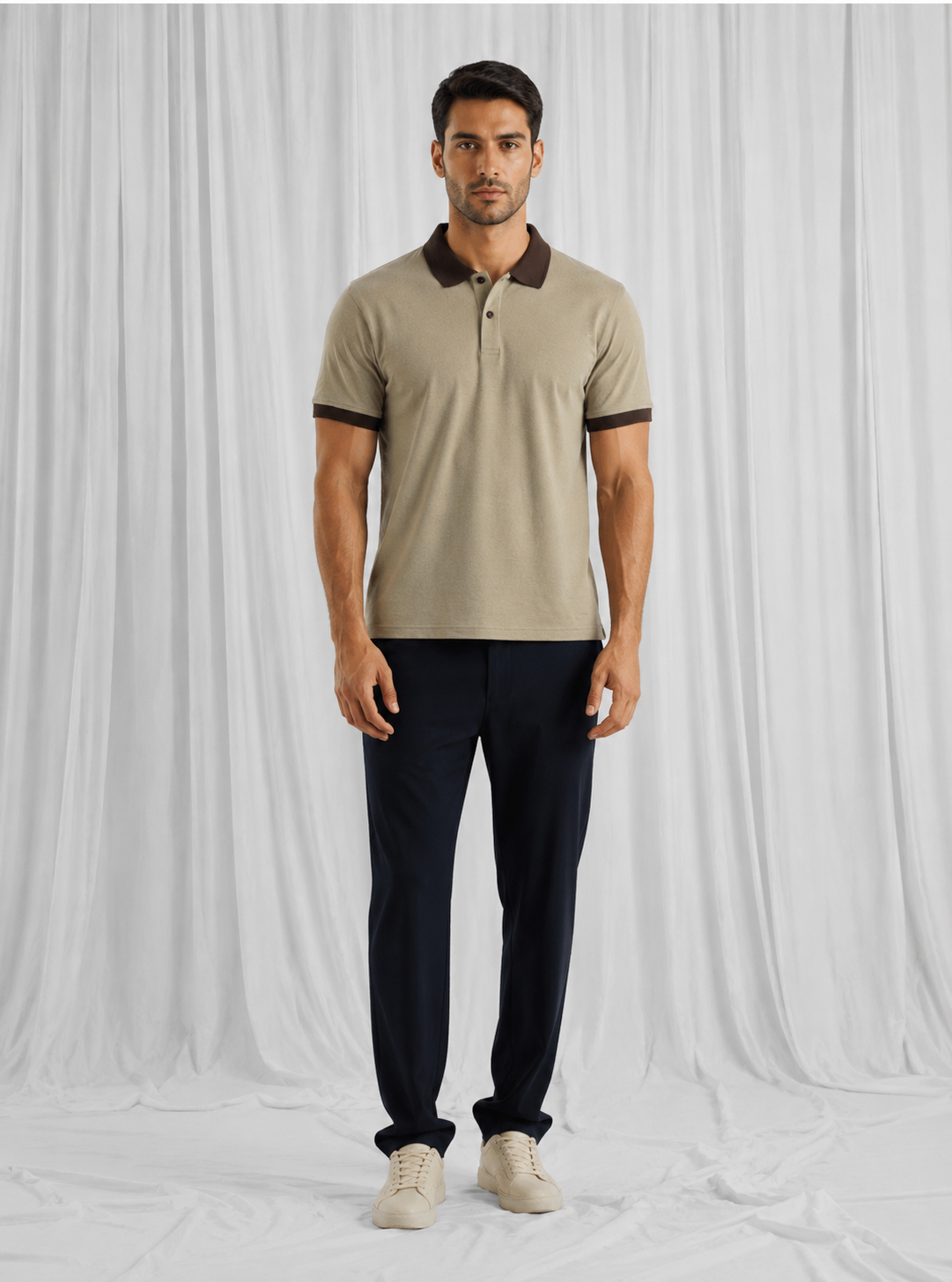 Beige & Brown Polo for Men