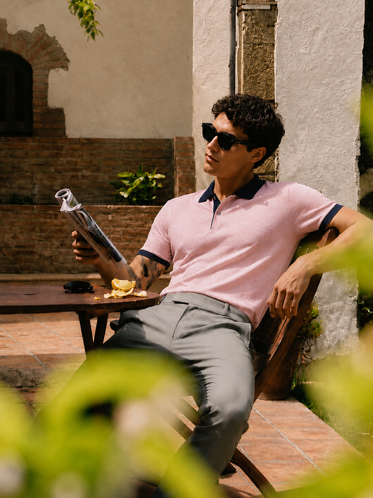 Pink & Navy Polo for Men
