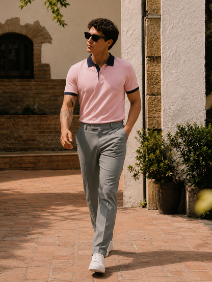 Pink & Navy Polo for Men