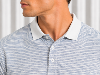 Light Blue Striped Polo Shirt For Men
