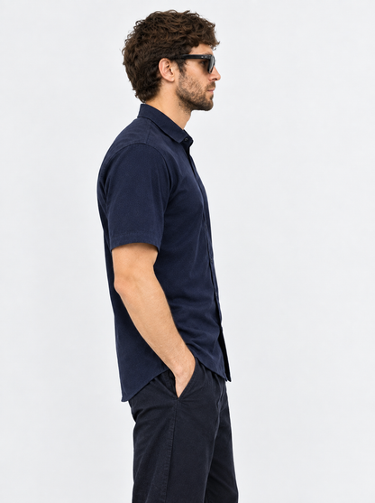 Navy Button-Down Polo For Men
