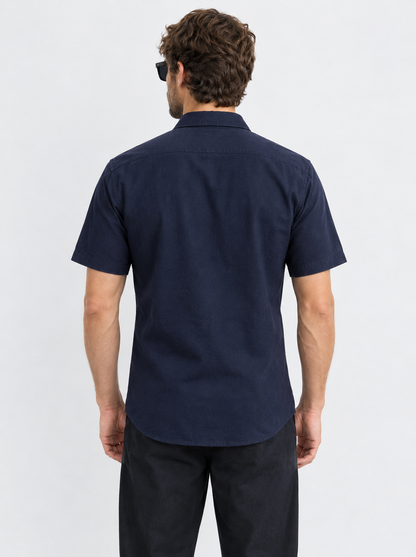 Navy Button-Down Polo For Men
