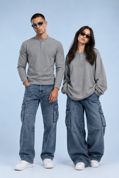 Melange Grey Full Sleeve Sweatshirt - Unisex